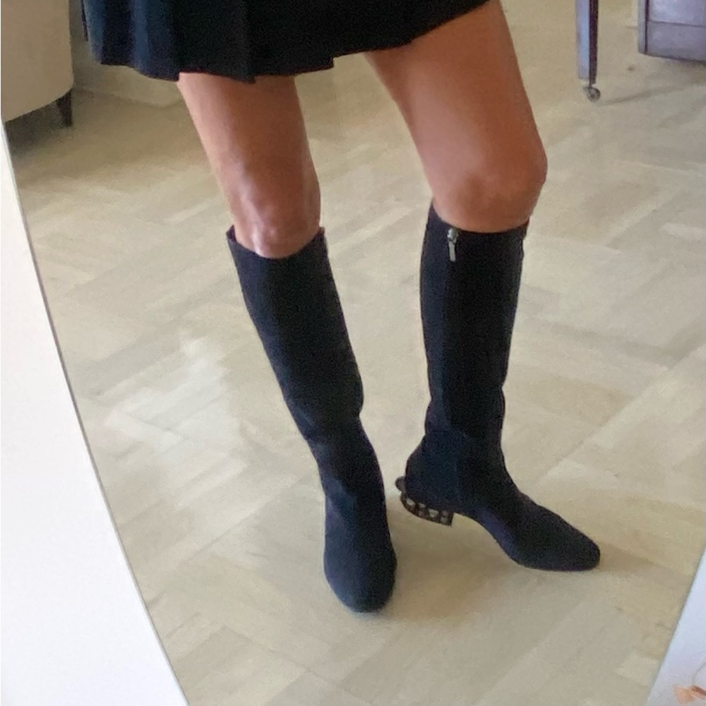 Dolce Gabananew black suede flat boots size 11